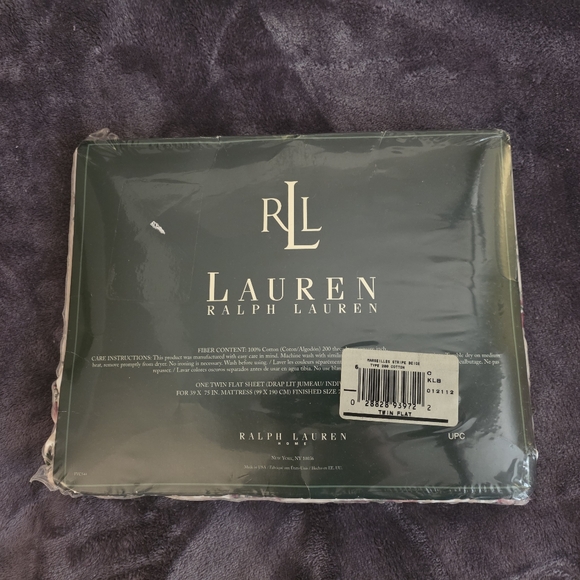 Ralph Lauren Cream & Pink Rose Stripe Twin Flat Sheet - Picture 2 of 2